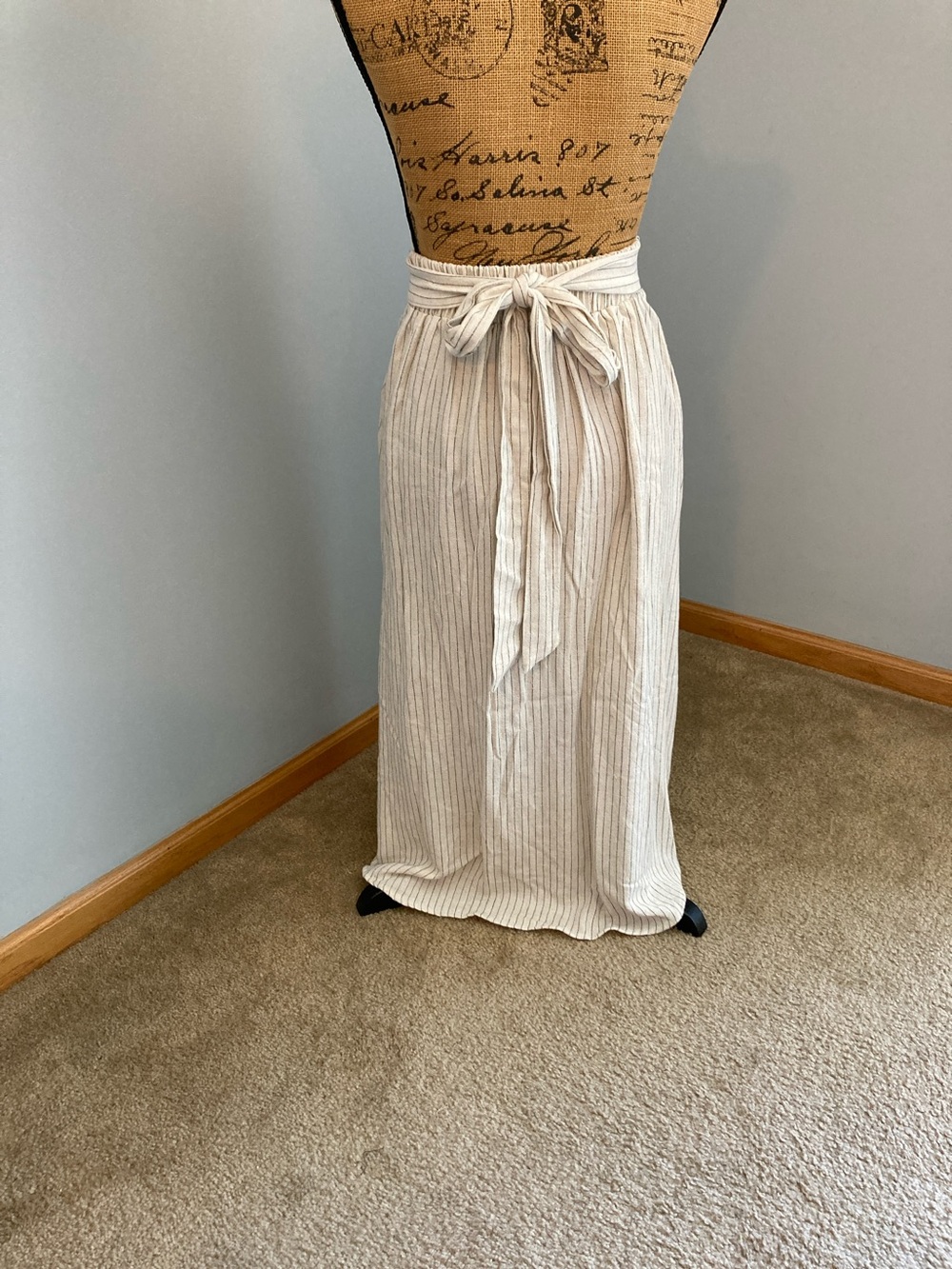 NWT Renee C. Linen Midi Skirt with Tie Women Size XL
